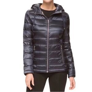 Andrew Marc Women's Premium Down Quilted Black Puffer Coat Lightweight Sz L